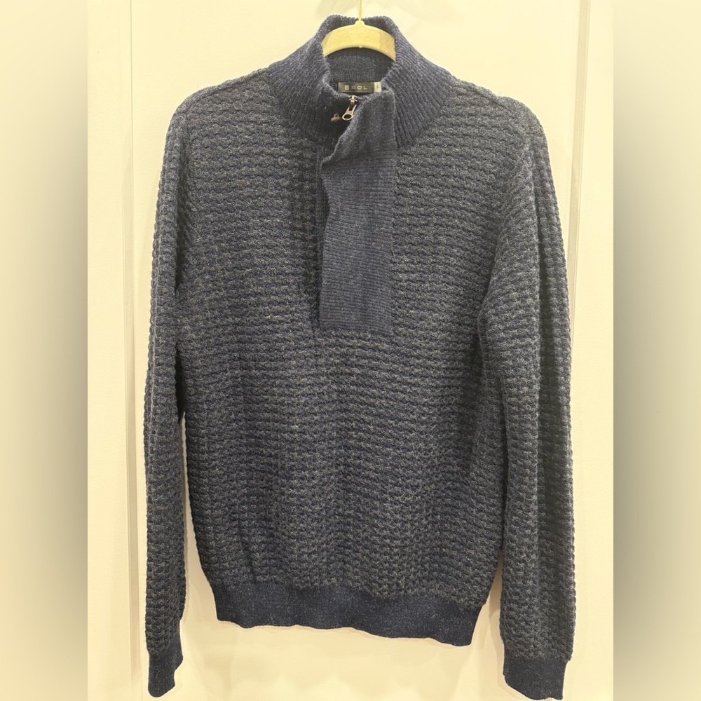 SOL Men’s Baby Alpaca 3/4-Zip Mock Neck Pullover – Size Small